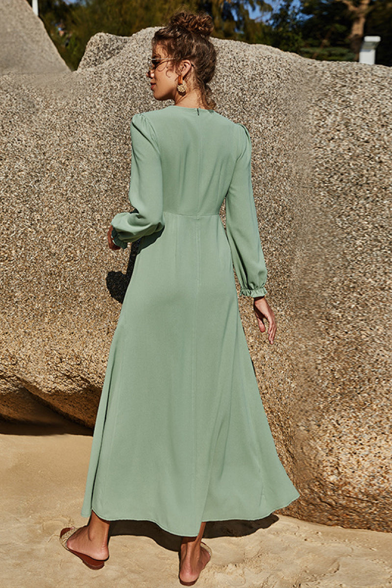 Wholesale MOQ6 Puff Sleeve Flounce Dress Wholesale MOQ6 Puff Sleeve Flounce Dress