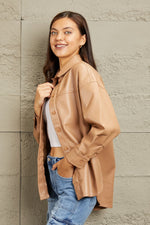 e.Luna Vegan Leather Button Down Shirt
