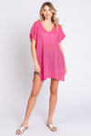 GeeGee Short Sleeve Side Slit Knit Cover Up Dress