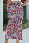 Floral High Waist Ruched Skirt