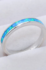 925 Sterling Silver Opal Ring in Sky Blue