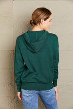 Woven Right Dropped Shoulder Drawstring Hooded Knit Top