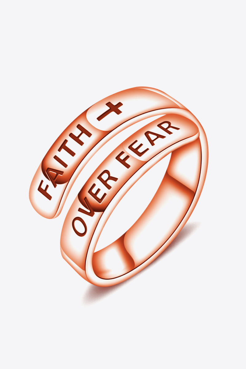 925 Sterling Silver FAITH OVER FEAR Bypass Ring