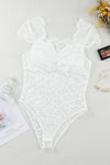Ruched Sweetheart Neck Lace Bodysuit