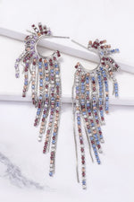 Fringed Rhinestone Zinc Alloy Dangle Earrings