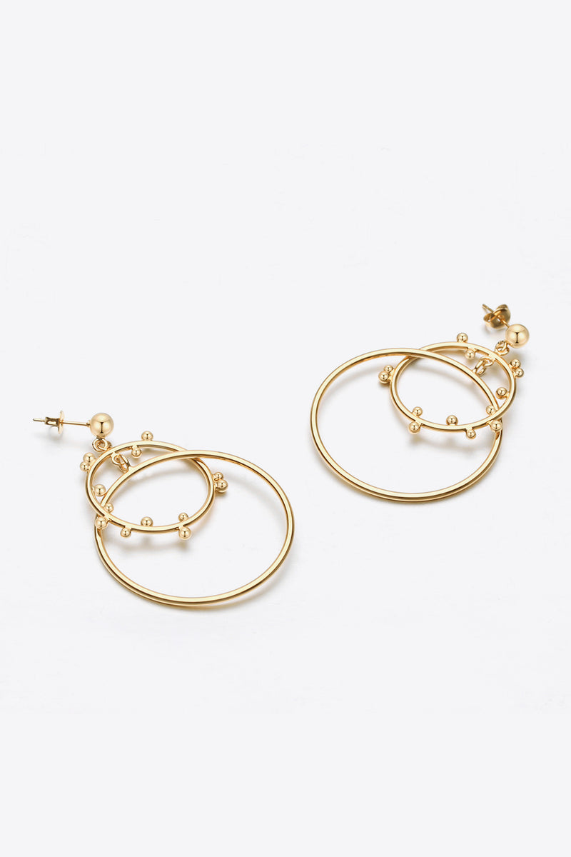 18K Gold-Plated Double Hoop Drop Earrings