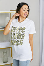 mineB Full Size Leopard Lightning Graphic Tee in White