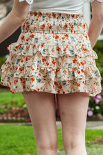 Floral Smocked Waist Layered Skirt