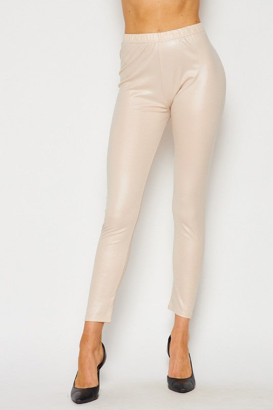 Faux Leather Skinny Ankle Leggings