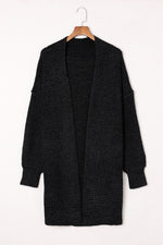 Woven Right Heathered Open Front Longline Cardigan