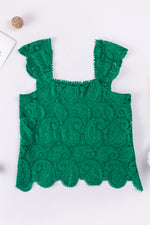 Paisley Square Neck Capped Sleeve Lace Tank