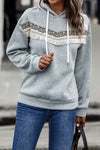 Contrast Fringe Detail Dropped Shoulder Hoodie