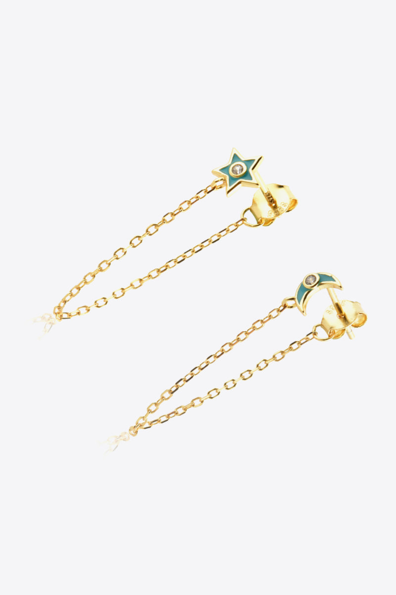 Zircon Star and Moon Mismatched Earrings