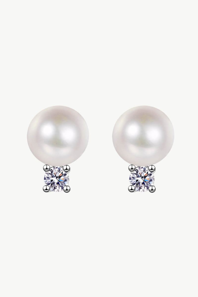 Moissanite Pearl Stud Earrings