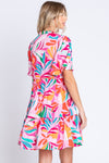 GeeGee Printed Short Sleeve Ruffle Hem Dress