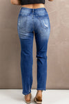 Distressed High-Rise Jeans with Pockets
