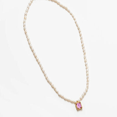 Copper Imitation Pearl Pendant Necklace