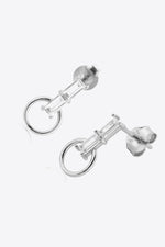 Zircon 925 Sterling Silver Hoop Drop Earrings