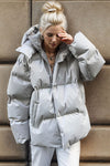 Pocketed Zip Up Hooded Puffer Jacket