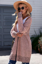 Woven Right Heathered Open Front Longline Cardigan