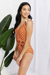 Marina West Swim Full Size Float On Ruffle Faux Wrap One-Piece in Terracotta