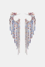 Fringed Rhinestone Zinc Alloy Dangle Earrings