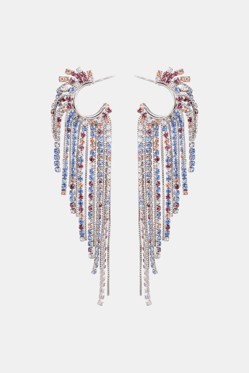 Fringed Rhinestone Zinc Alloy Dangle Earrings