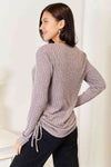 Double Take Drawstring Ribbed Long Sleeve T-Shirt