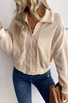 Zip-Up Sherpa Collared Neck Jacket with Pockets