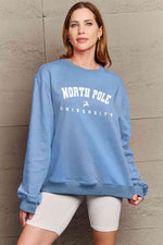 Simply Love Full Size NORTH POLE UNIVERSITY Graphic Sweatshirt