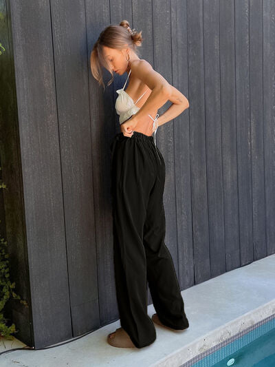 Tied High Waist Wide Leg Pants