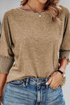 Round Neck Three-Quarter Sleeve Top