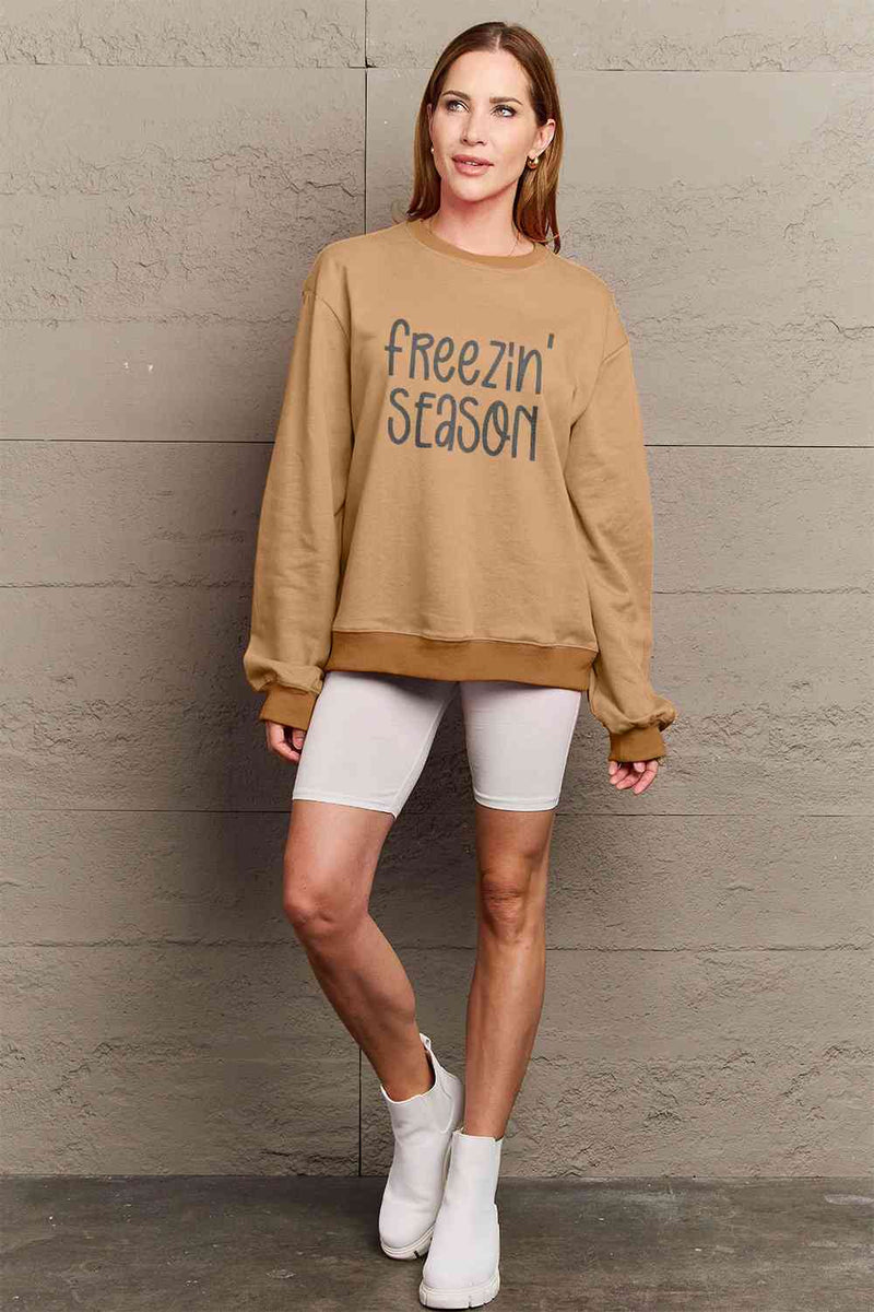 Simply Love Full Size FREEZIN' SEASON Graphic Sweatshirt