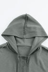 Quarter-Button Exposed Seam Dropped Shoulder Hoodie