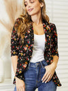 Full Size Floral Print Collared Neck Jacket