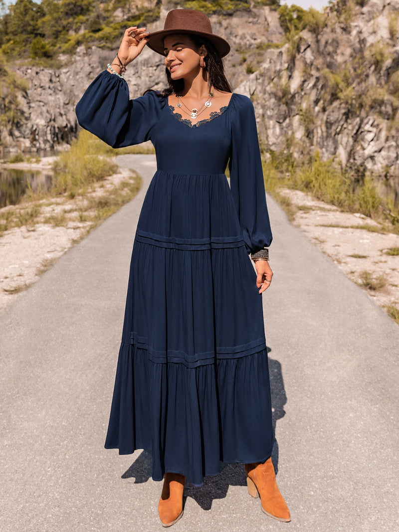 Long Sleeve Lace Trim Maxi Dress Boutique Darling Long Sleeve Lace Trim Maxi Dress Boutique Darling