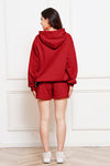 Drop Shoulder Long Sleeve Hoodie and Shorts Set