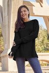 Basic Bae Full Size Ribbed Round Neck Long Sleeve Knit Top