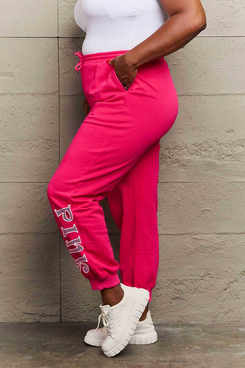 Simply Love Full Size PINK Graphic Sweatpants