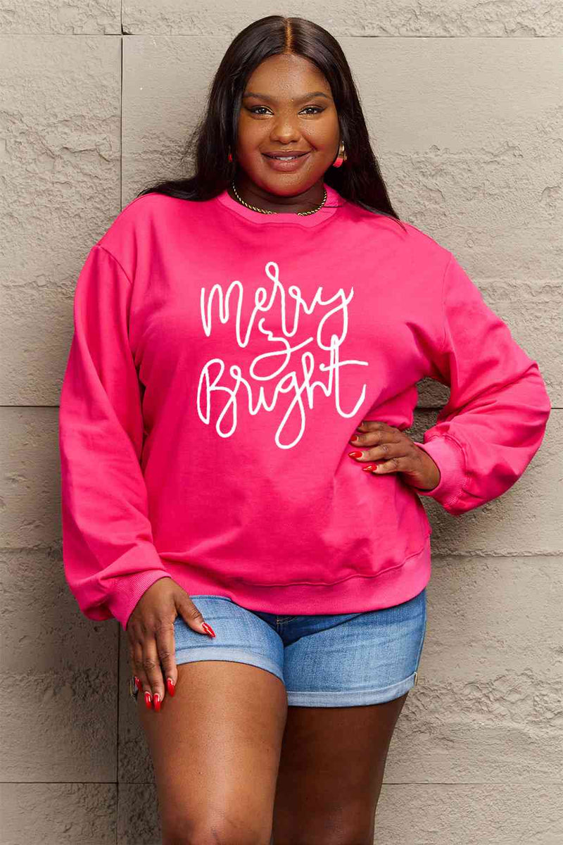 Simply Love Full Size MERRY AND BRIGHT Graphic Sweatshirt