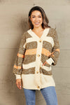 Woven Right Striped Button Down Longline Cardigan with Pockets