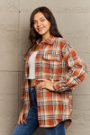 Full Size Plaid Collared Neck Button-Down Long Sleeve Jacket