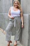 Heimish Find Your Path Full Size Paperbag Waist Striped Culotte Pants