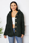 Fuzzy Button Up Hooded Outerwear