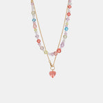 Beaded Double-Layered Heart Pendant Necklace