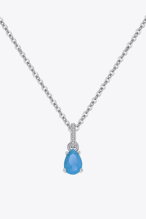 Teardrop Turquoise 4-Prong Pendant Necklace