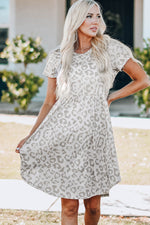 Leopard Print Empire Waist Babydoll Dress