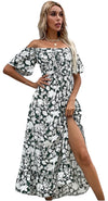 Floral Slit Off-Shoulder Midi Dress