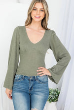 Olive Knitted Top