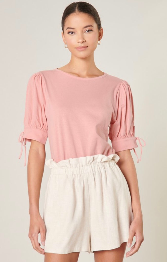 Cotton Knit Puff Sleeve Top